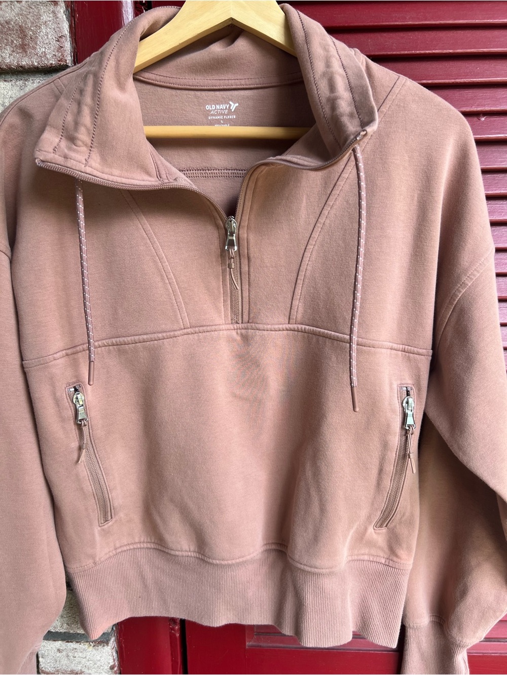 Old Navy Activewear Dynamic Fleece Rose Dust Half-Zip Pullover Sweatshirt Large - Picture 7 of 10
